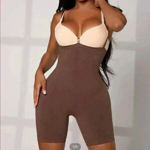 Shein Solid Shapewear Shorts Brown  Small